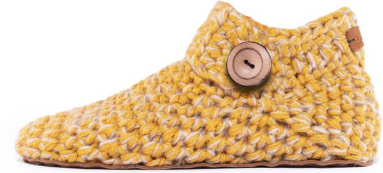 Foto: Kingdom of wow sloffen enkelhoog unisex wol barefoot butterscotch maat 40 41 handgemaakt