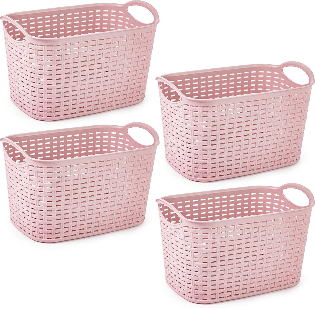 Plasticforte opbergmand/kastmandje - 4x - 19 liter - roze - kunststof - 29 x 39 x 25 cm