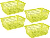 Plasticforte opbergmand/kastmandje - 4x - 13 liter - groen - kunststof - 26 x 37 x 14 cm