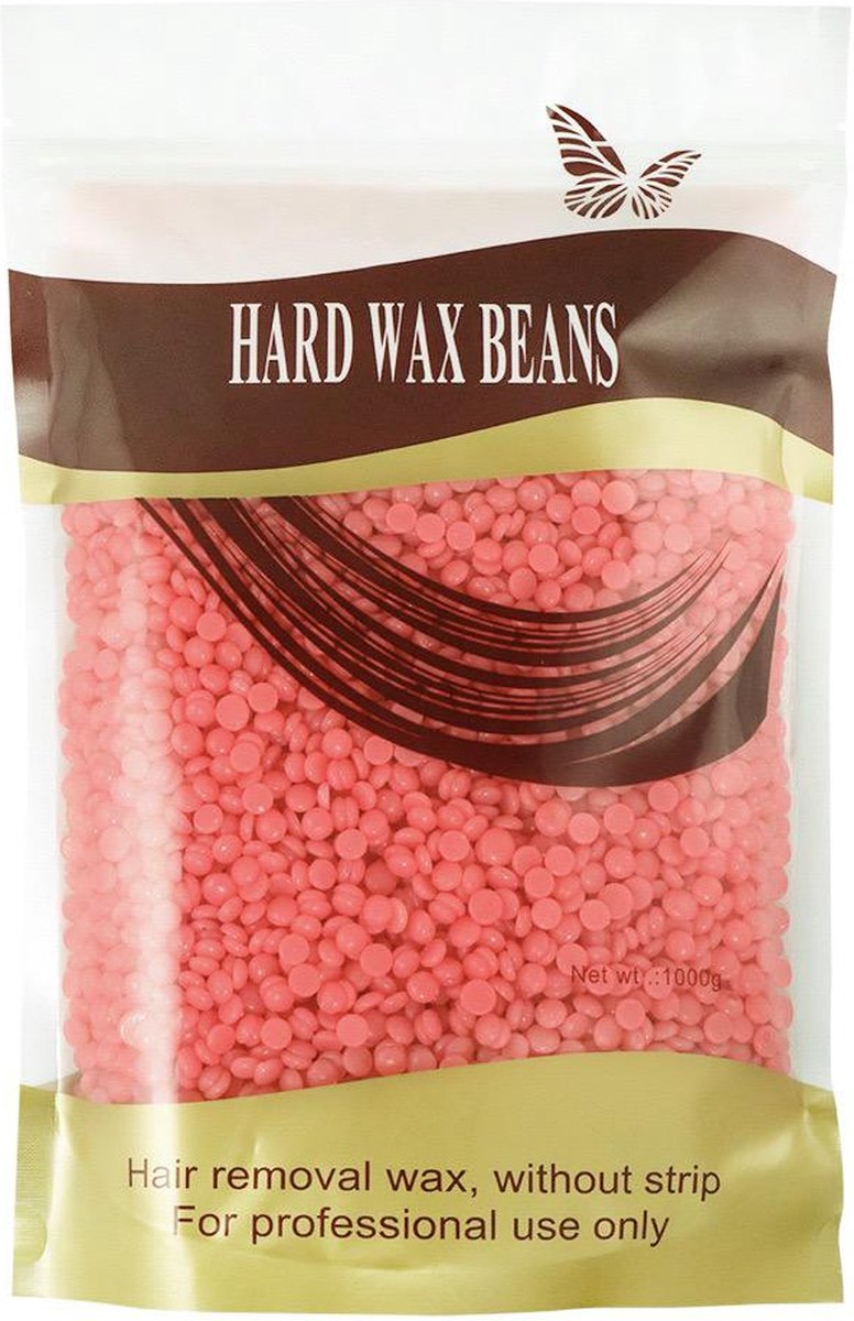 Wax Bonen 1Kg | Wax Parels - Harde Wax Roze incl. 30 spatels | Wax is geschikt voor lichaam en gezicht.