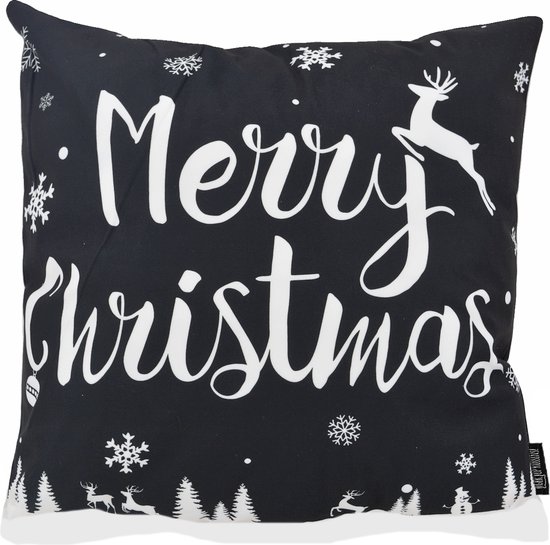 Zwart-Wit Kerst #3 Kussenhoes | Katoen/Polyester | 45 x 45 cm