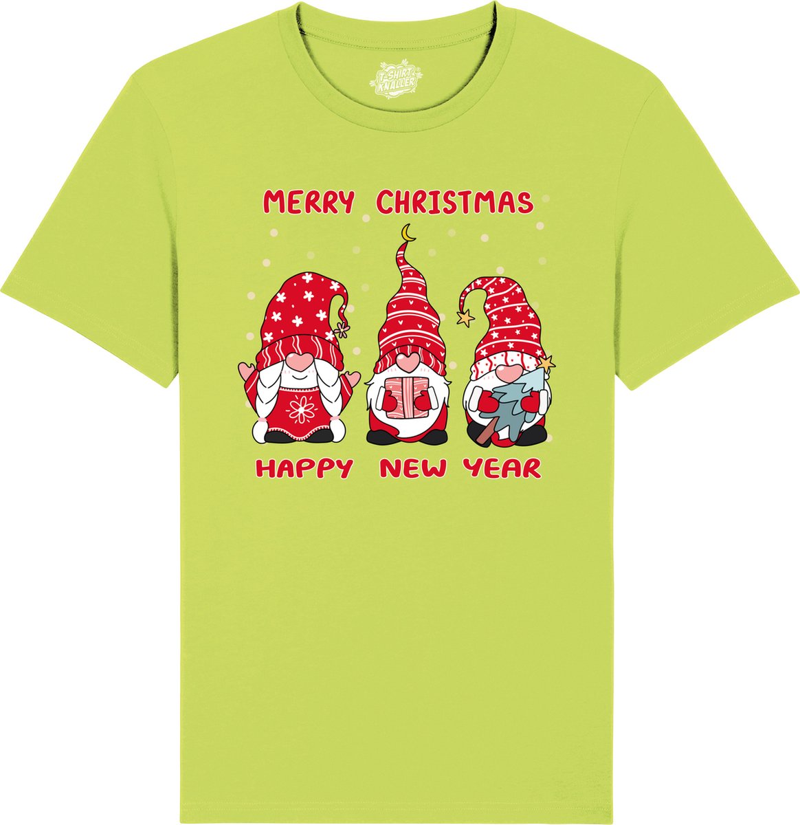 Christmas Gnomies - Foute kersttrui kerstcadeau - Dames / Heren / Unisex Kleding - Grappige Kerst Outfit - T-Shirt - Unisex - Appel Groen - Maat L