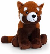 Keel Toys pluche rode Panda knuffeldier - rood/wit - zittend - 30 cm - Luxe Eco kwaliteit knuffels