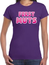 Bellatio Decorations verkleed t-shirt voor dames - Feest muts - paars/roze - carnaval L