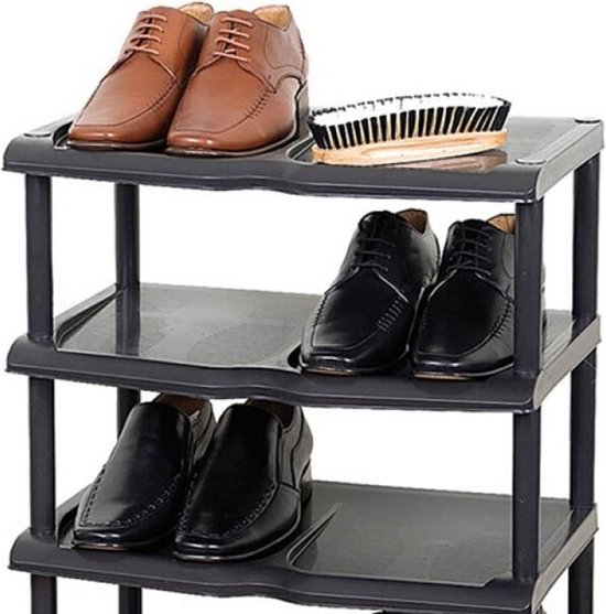 PAIDE P Opvouwbaar schoenenrek. Kunststof schoenenorganizer voor entree, kast en gang. Stapelbare schoenendozen Schoenenkast. (6 dozen