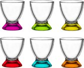 Glasmark Shotglaasjes/borrelglazen - glas - gekleurde onderzijde - 6x stuks - 35 ml - shotjes