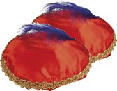 Béret Pieten - 2x - rouge - avec plume - pour adultes - Chapeau Pieten - Béret Pieten rouge pour adultes