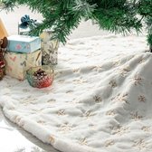 Witte bont kerstboom rok basis cover met zilveren pailletten sneeuwvlok 90 cm sneeuw pluche kerstboom rok mat voor Kerstmis Nieuwjaar party vakantie woondecoraties (zilver, 88,9 cm)