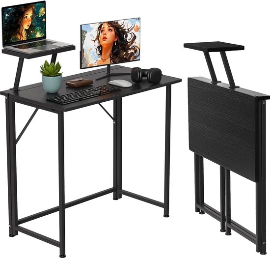 gamingbureau, 80 x 45 x 74 cm, computertafel, eenvoudig bureau voor huishoudelijk gebruik, eenvoudig modern bureau, opvouwbare bijzettafel met steunbord