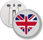 Button Met Clip - Hart Vlag UK