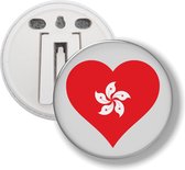 Button Met Clip - Hart Vlag Hong Kong