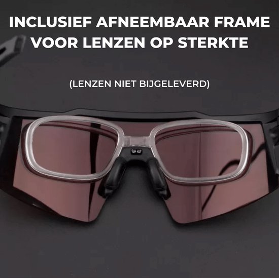 KAPVOE Sport Zonnebril - COMPLETE SET - 4 GLAZEN - Fietsbril - Sportbril - Mountainbike - Ski - Wintersport - Sneeuw - Polariserend - UV 400 - Nachtbril - Frame voor Zonnebril op Sterkte - Hoesje -Brillenkoker - Danes en Heren- Zwart goud van Kapvoe — afbeelding 2