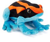 Zacht knuffeldier voor kinderen, oranje/blauwe pijlgifkikker (21 cm), safaridierencollectie, pluche speelgoed, eerste knuffel voor baby