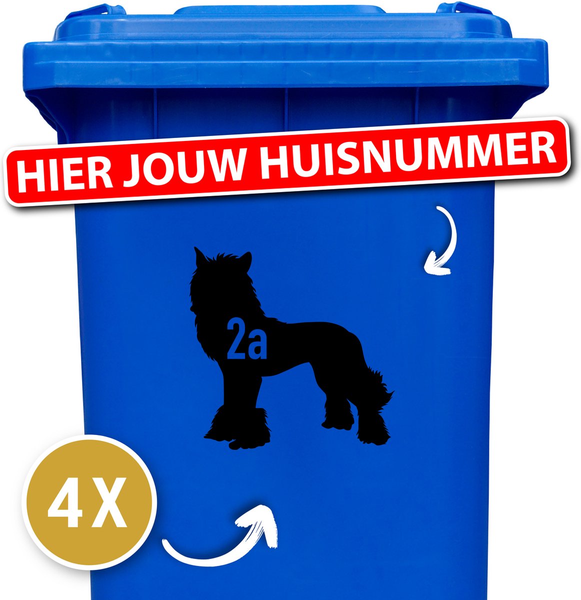 Klikostickers - kliko sticker voordeelset - 4 stuks - Chinese naakthond - container sticker huisnummer - zwart