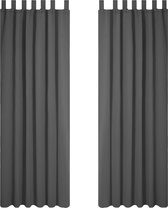 Rideaux isolants thermiques avec passants, gris foncé, rideau occultant avec tissu résistant à la chaleur pour chambre à coucher, 140x200 cm (L x H), 2 pièces