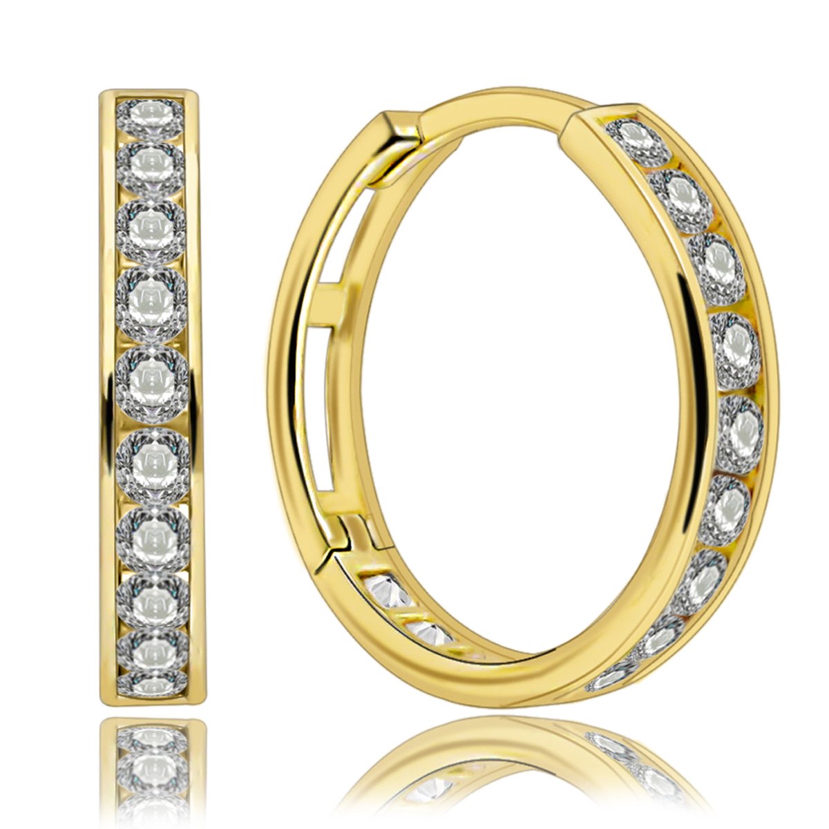 Juwelier Zwartevalk - 14 karaat gouden oorbellen met zirkonia 12.111.064/18 mm--