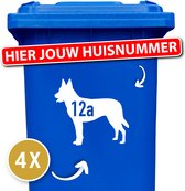 Container sticker - klikostickers - kliko sticker voordeelset - 4 stuks - Herder met rechte rug - 20 x 18 cm - container sticker huisnummer - wit - vuilnisbak stickers - container sticker hond - 12345678910