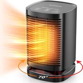 P&P Goods® Elektrische Kachel - Elektrische Verwarming voor Binnen - Ventilatorkachel - Keramische Kachel - Heater - 3 Standen - 950W - LED Indicatie - Roterend - Zwart - Incl. schoonmaakdoek - PRO versie