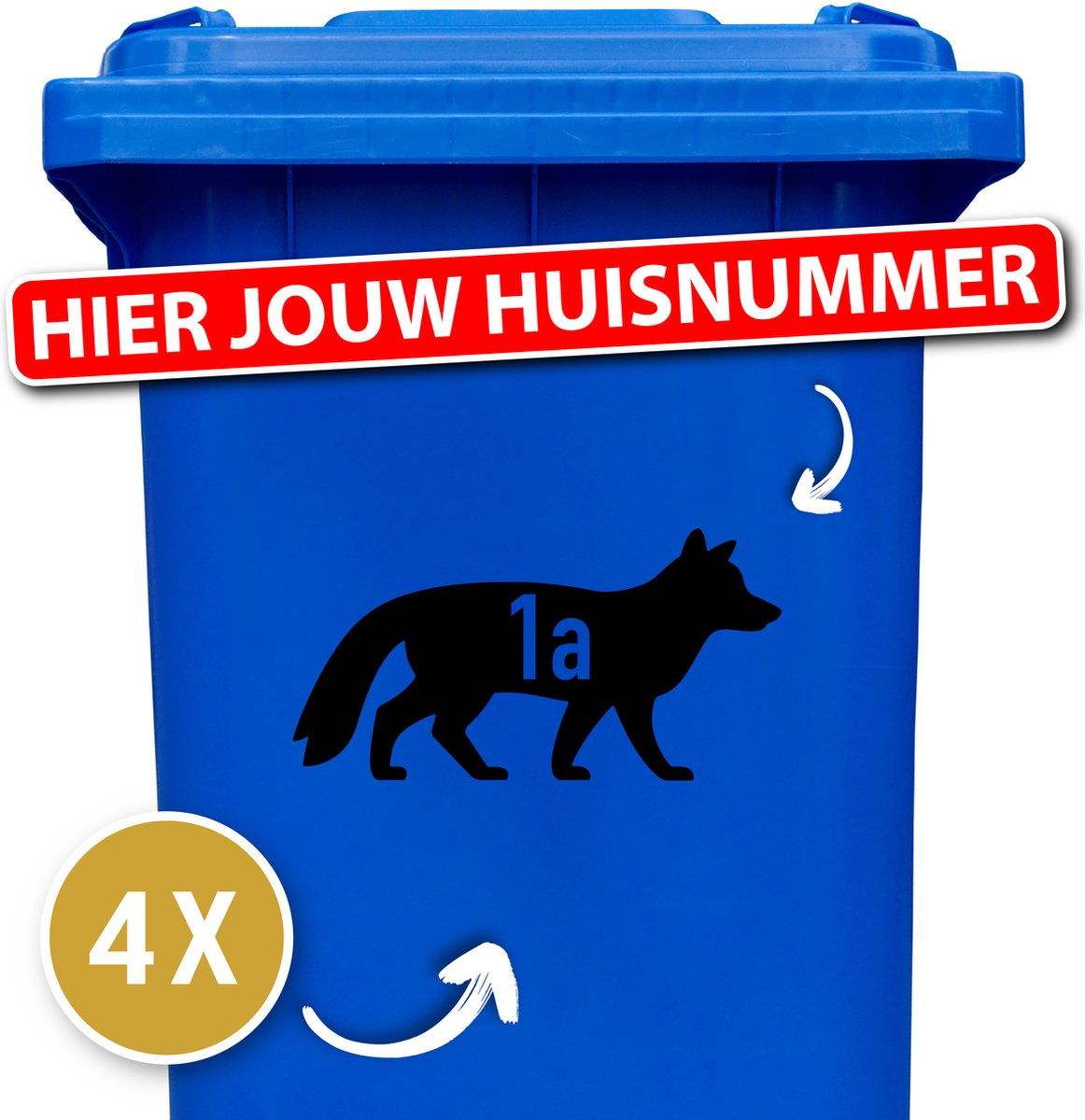 Container sticker - Container Sticker Huisnummer - Variant: Vos - Kleur: Zwart - Aantal: 4 Stuks - Stickers volwassenen - Cijfer stickers - Container stickers - sticker - stickers - 12345678910 - cadeau