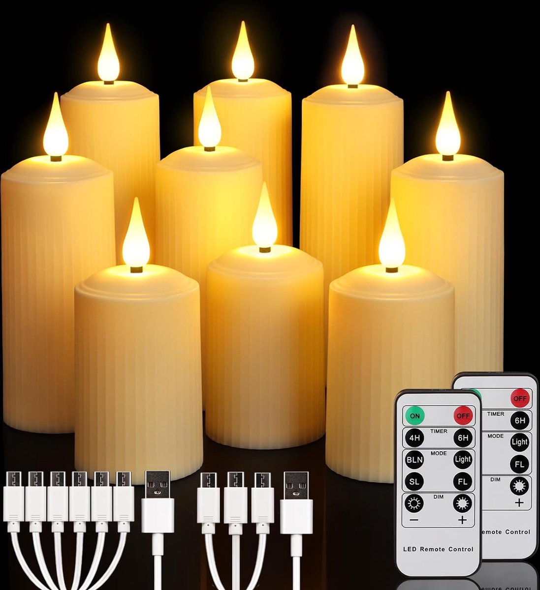 Bougies LED, Bougies Sans Flamme Vacillantes, Bougie LED Rechargeable avec  Verre