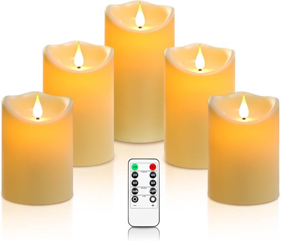 LED-kaarsen, LED Candles Batterij Kaars Hoogte 10cm × 2, 13.5cm × 2, 16.5cm × 1; Doorsnee 8cm; 5 STKS Nieuwste Stijl Batterij Kaars