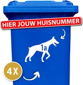 Doberman - Kliko sticker voordeelset - container sticker hond - 4 stuks - container sticker huisnummer - wit - 12345678910 - cadeau