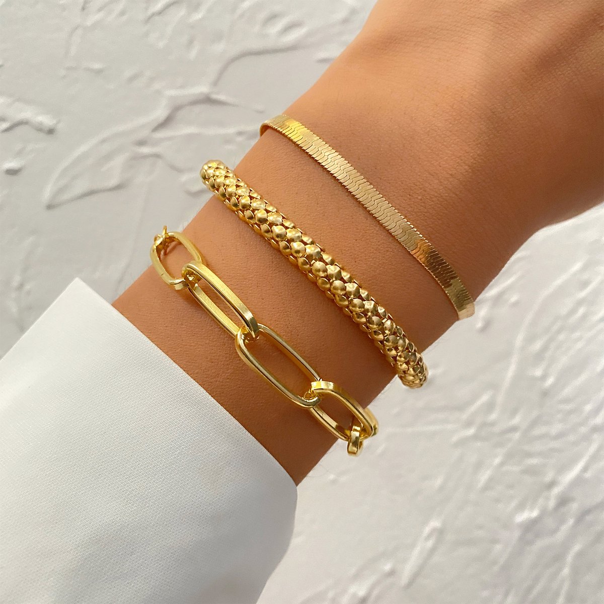 de Jong armband - armband Dames - armband dames goudkleurig set - 3 in 1 - stijlvolle elegantie voor elke gelegenheid - cadeau voor vrouw - De jong