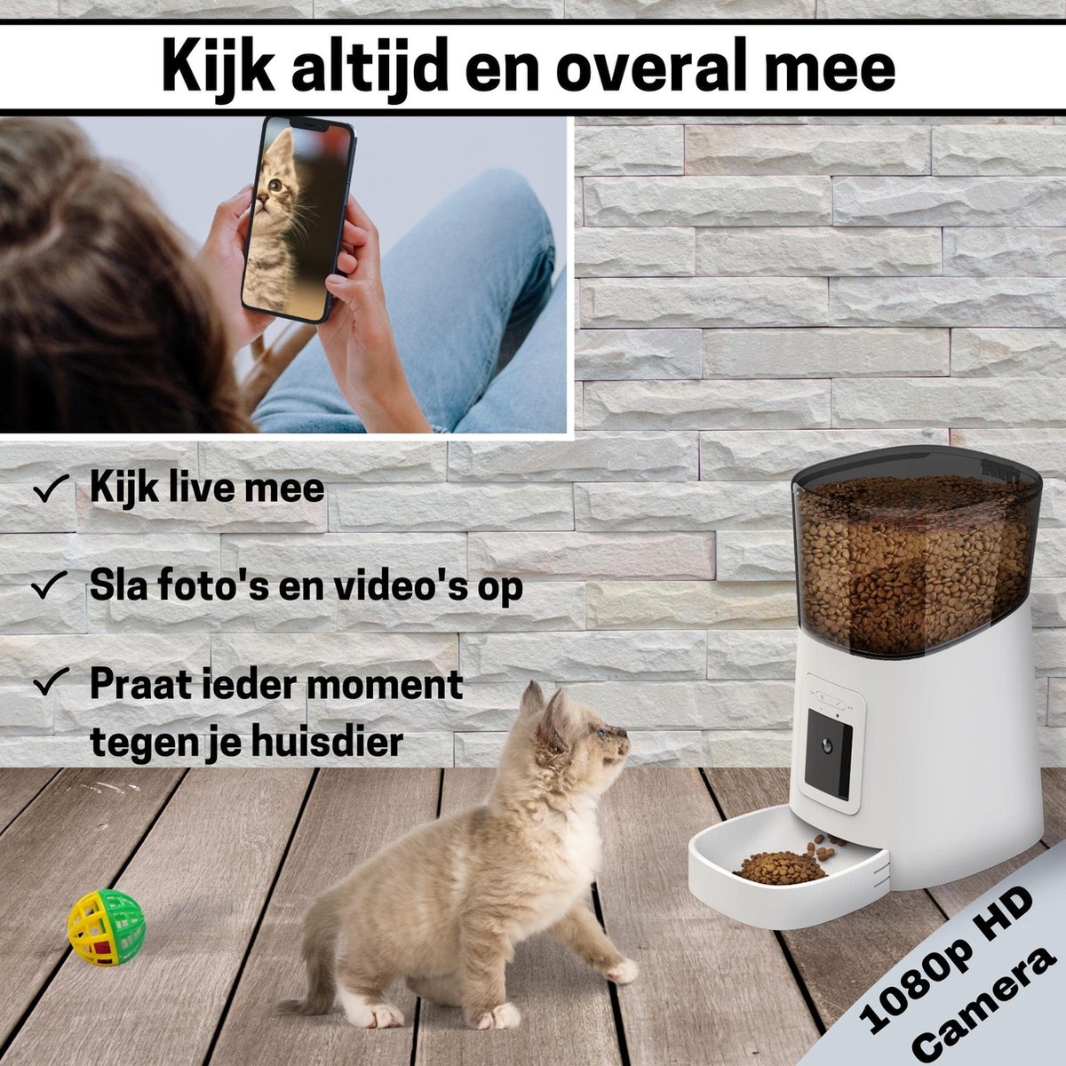 Afbeelding 3 van BOME Voerautomaat - Camera en Audio - Inclusief SD-Kaart - Wit