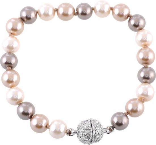 Behave Bracelet de perles noué à la main avec fermoir magnétique sphérique avec pierres