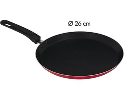 WDMT Rode Pannenkoekenpan ø 26 cm - Pannenkoeken Bakken - Pannenkoekpan - Flensjespan - Pannenkoeken Feestje - Pannenset - Cadeau Geschenk - Cadeaupakket - Rood