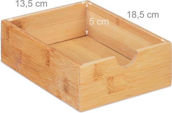 Organiseur Bureau Et Salle De Bain En Bambou Relaxdays – Lot De 4 Pièces Naturel Et Blanc Pour Cosmétiques, Stylos Et Fournitures