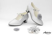 prinsessen schoenen-hakschoenen-glitterschoenen-pumps-schoenen meisje-bruids schoenen-zilver-maat 23