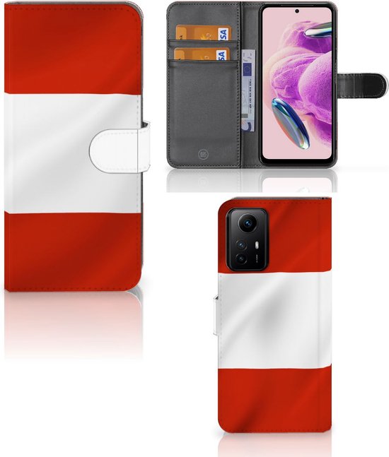 magnétique Cuir PU Protection Etui Housse pour Xiaomi Redmi Note 12S Coque Téléphone Drapeau Autrichien