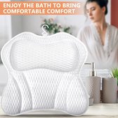 badkussen in badkuip als nek- en nekkussen, maakt gebruik van 4D air mesh-technologie, nek en rug met 6 zuignappen in badkuip, hoofdsteun voor thuisspa-badkuip