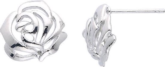 Behave Clous d'oreilles pour femmes couleur argent en forme de rose