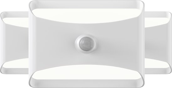 Calex Spot On Draadloze Wandlamp - Set van 3 stuks - Op Batterij - Eenvoudige installatie - Warm Wit licht - Trapverlichting met Bewegingssensor - Wit
