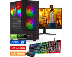 ScreenON - Intel Core i5 - 1000GB SSD - 32GB RAM - RTX 3050 - Gaming Set - V122023324 (24" Monitor + Toetsenbord + Muis)