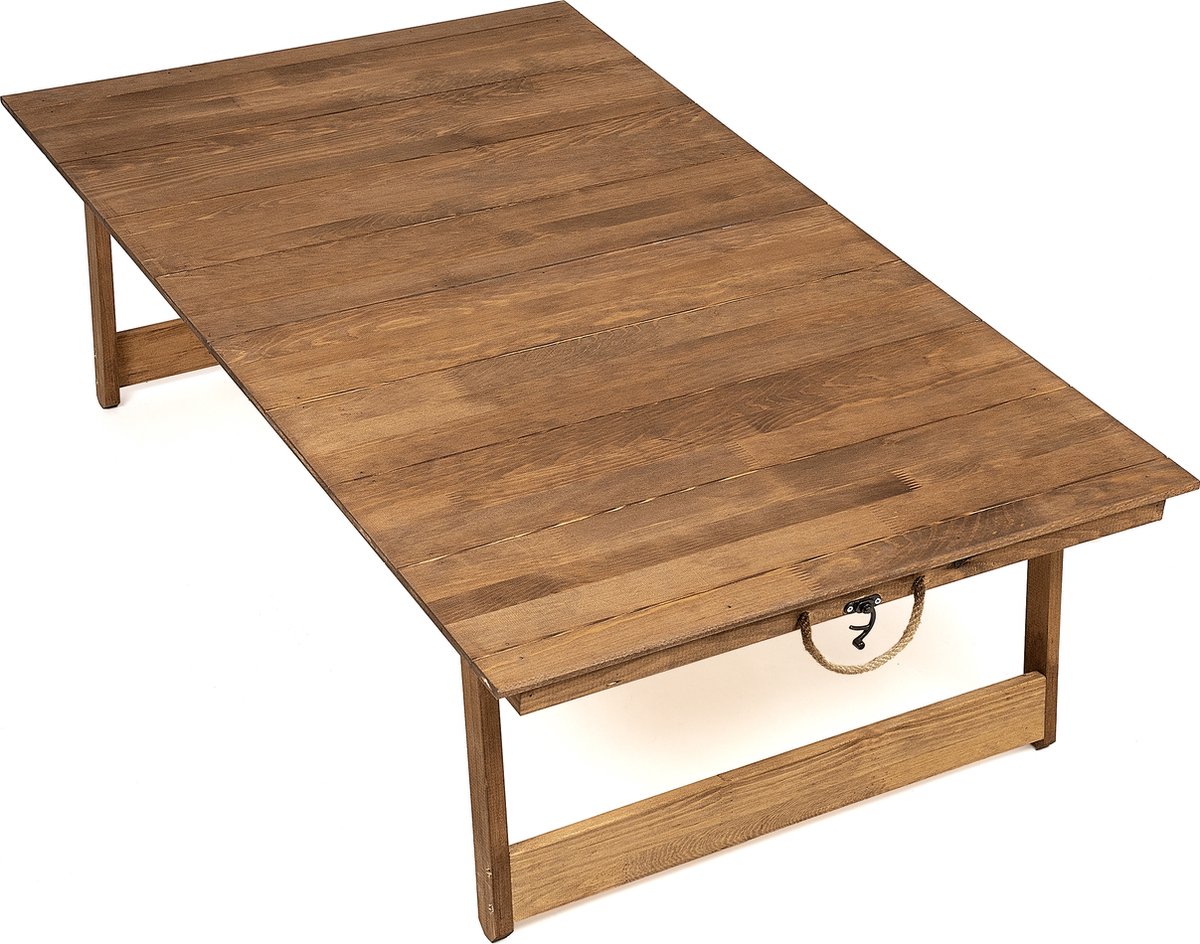 Rustiq 70x120x35cm inklapbare picknick tafel – Vouwbare campingtafel – Handgemaakte houten tafel – Kampeertafel – Terrastafel – Buiten eten en zitten – Wood - Walnoot