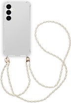 iMoshion Hoesje Geschikt voor Samsung Galaxy S24 Plus Hoesje Met Koord - iMoshion Backcover met koord + armband - Parels - transparant