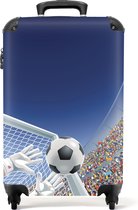 NoBoringSuitcases.com® - Koffer voetbal - Reiskoffer blauw - 55x35x25