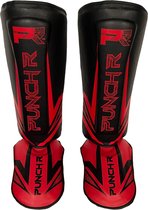 PunchR™ Electric Kickboks Scheenbeschermers Zwart Rood XL - Scheenbeenlengte 36 cm