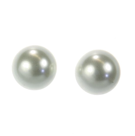 Boucles d'oreilles Behave en perles - Femme - Boucles d'oreilles à tige Grande perle Wit de 14 mm de diamètre - Boucles d'oreilles pendantes - Boucles d'oreilles à tige