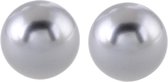 Behave Parel Oorbellen - Dames - Oorsteker Grote Parel Grijs 14 mm Diameter - Oorhangers - Oorknop