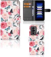 Smartphone Hoesje Geschikt voor Xiaomi Poco F5 Pro Flipcase Cadeautjes voor Moederdag Butterfly Roses