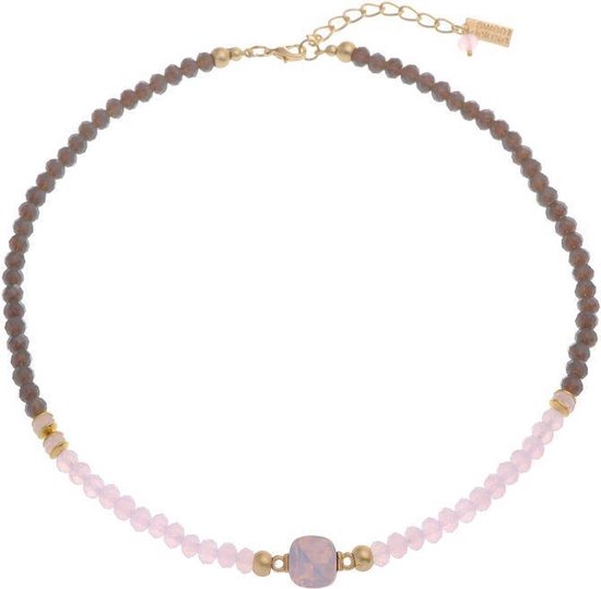 Behave Collier court avec perles de verre, longueur 43 cm + chaîne d'extension 7,5 cm