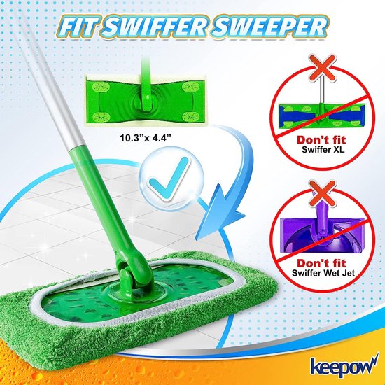 Keepow Chiffons humides réutilisables pour nettoyant pour sols en  microfibre - oa.