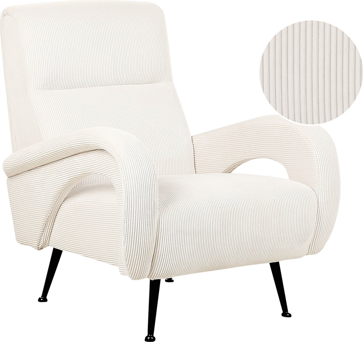 Beliani SVALOV - Fauteuil - Off-white - Corduroy Wit