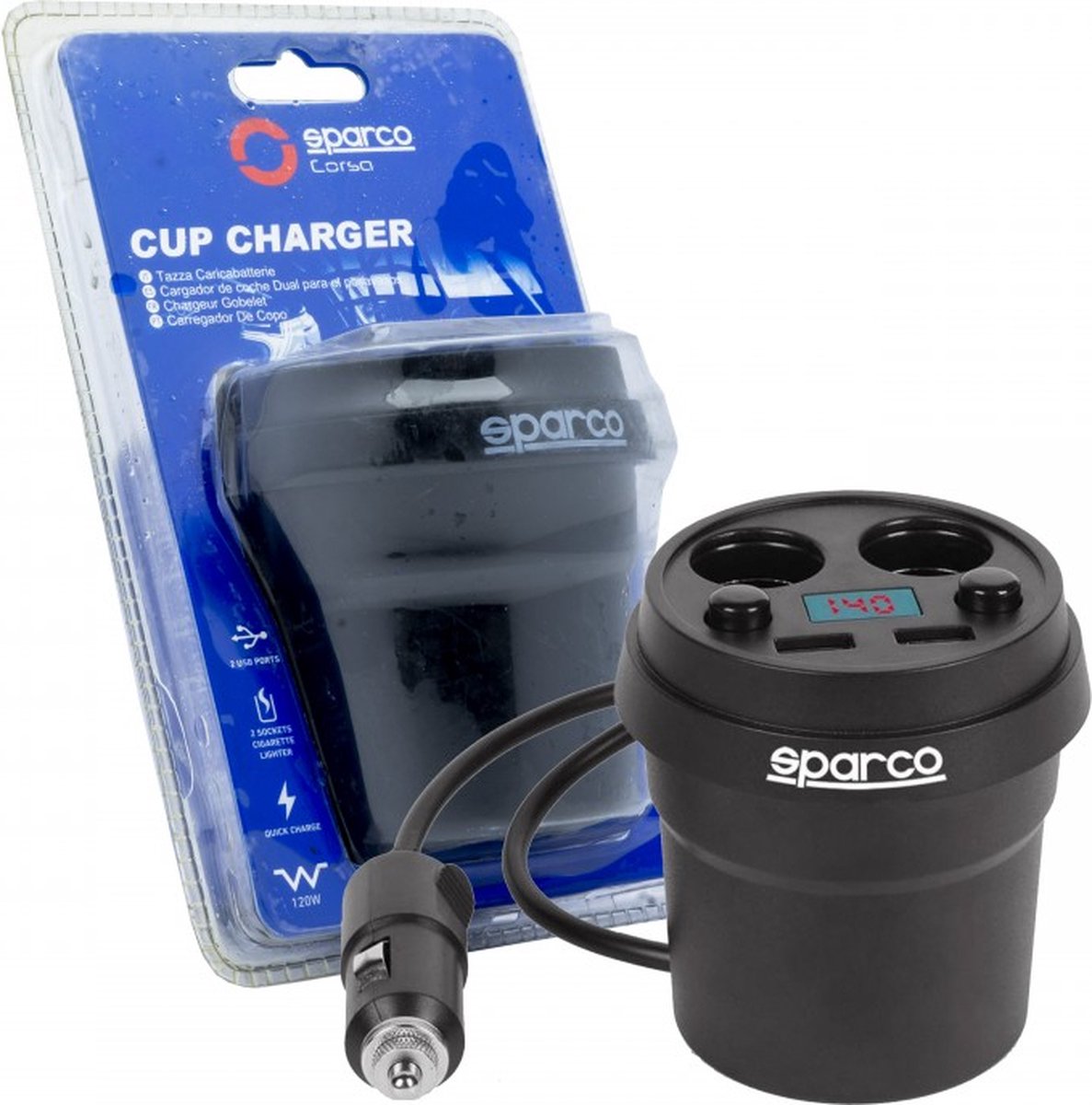 Sparco Beker lader - 3.1A ABS ZWART