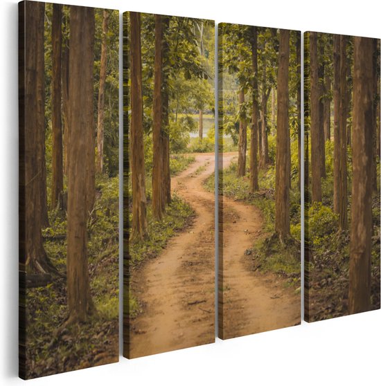 Artaza Canvas Schilderij Vierluik Pad In Het Bos Met Bomen - 120x90 - Foto Op Canvas - Canvas Print