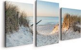 Artaza Canvas Schilderij Drieluik Voetpad naar Strand en Zee - 120x60 - Foto Op Canvas - Canvas Print